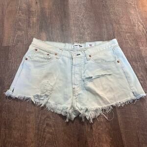 NEW RE/DONE x Levi’s The Short Sz 30 Light Wash Distressed Cut Off Reconstructed
